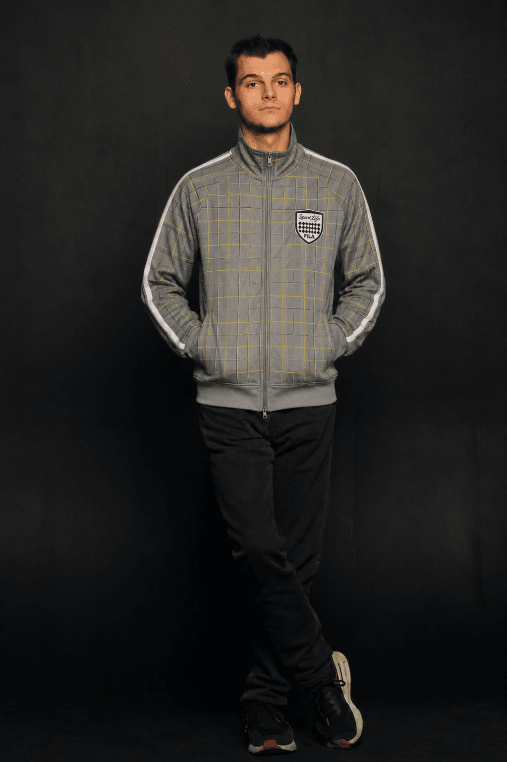 Campera Fila Oshan Gris Cuadros Hombre Original