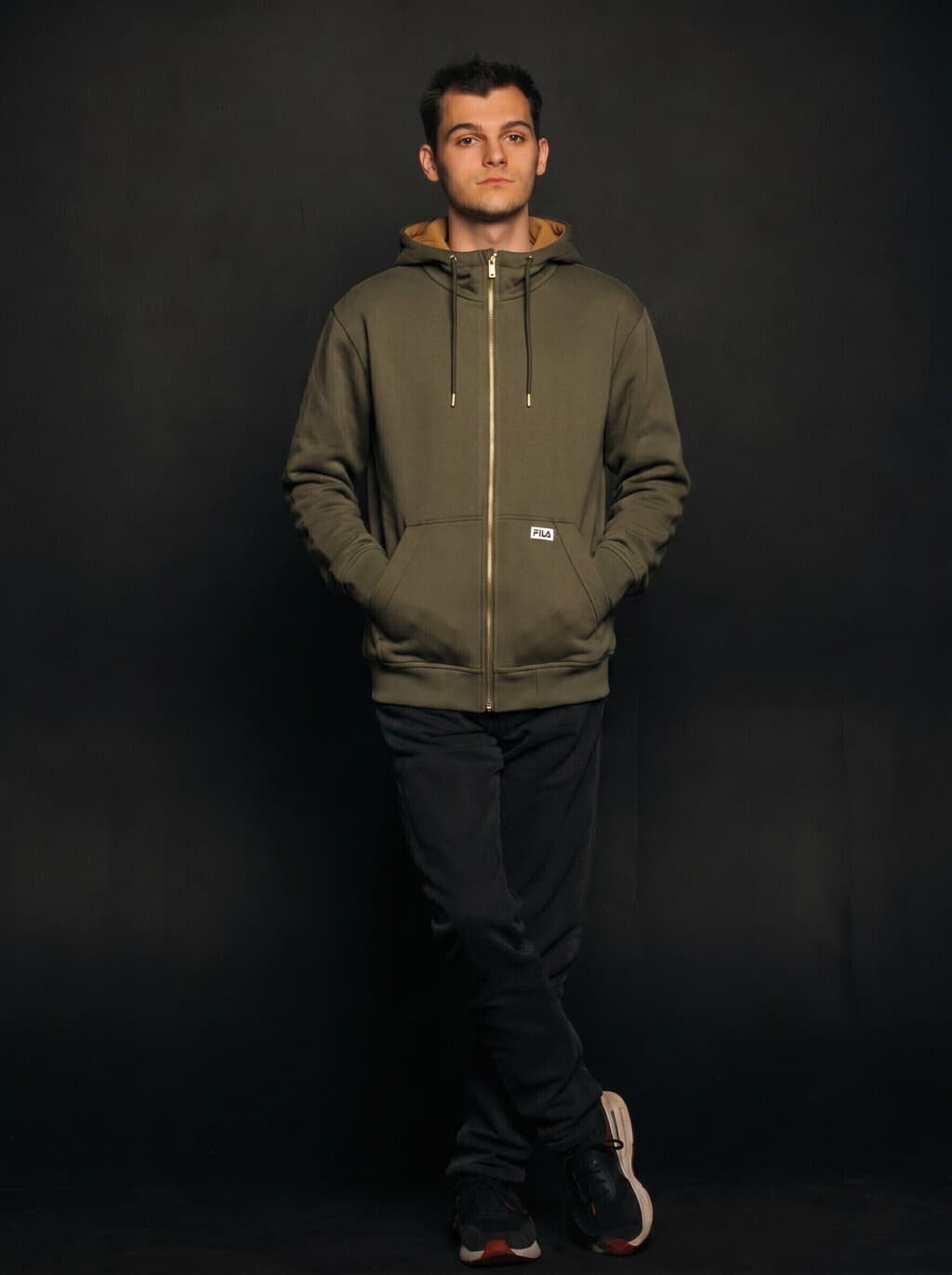 Campera Hoodie Fila Sherpa Lind Verde Oliva Hombre Original