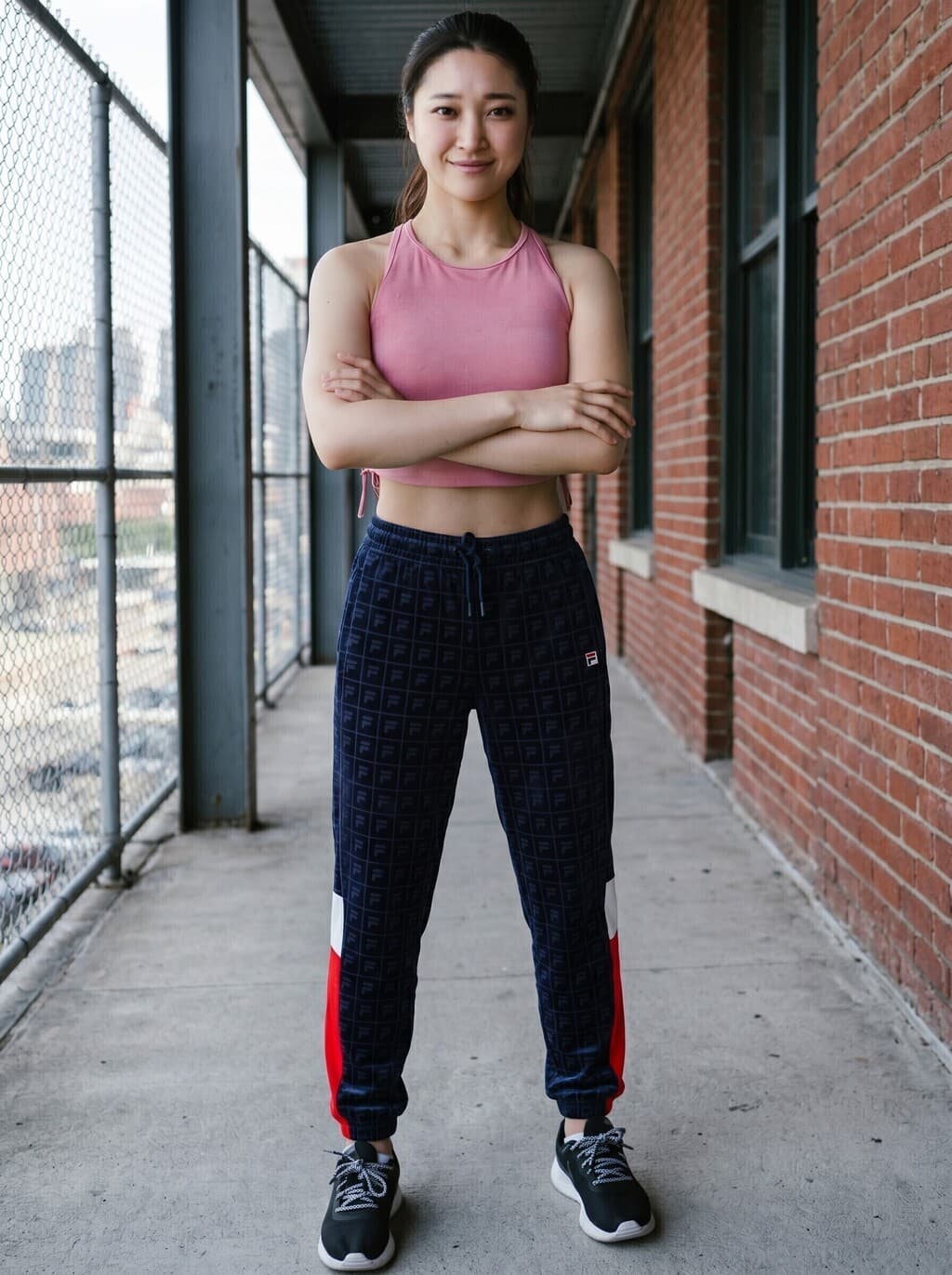 Jogger Fila Helen Velour Azul Marino Mujer Original